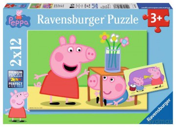 RAVENSBURGER 2x12 el. Peppa - Kochające się rodzeństwo [PUZZLE]