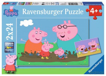 RAVENSBURGER 2x24 el. Peppa - Zabawa w błocie [PUZZLE]