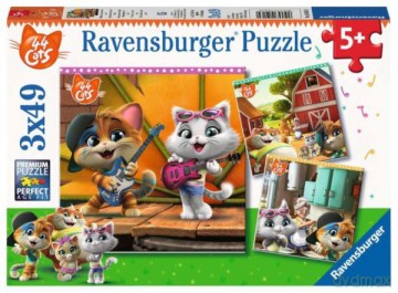 RAVENSBURGER 3x49 el. 44 Koty [PUZZLE]