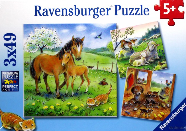 RAVENSBURGER 3x49 el. Czas przytulania [PUZZLE]