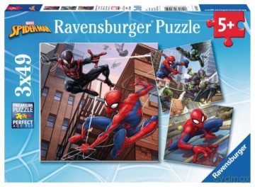 RAVENSBURGER 3x49 el. Spider Man w akcji [PUZZLE]
