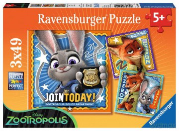 RAVENSBURGER 3x49 el. Zootopia [PUZZLE]