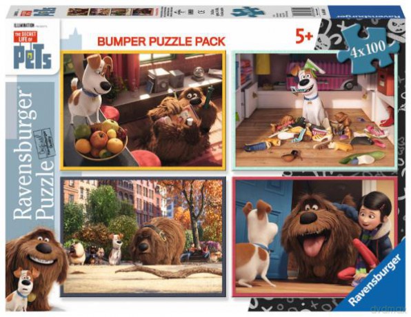 RAVENSBURGER 4x100 el. Sekretne życie zwierzaków domowych [PUZZLE]