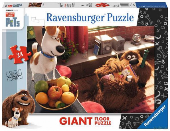 RAVENSBURGER podłogowe 24 el. Sekretne życie zwierz. domowych [PUZZLE]
