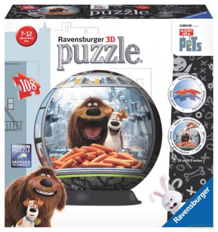 RAVENSBURGER Puzzle kuliste 108 el. Sekretne życie zwierząt domowych [PUZZLE]
