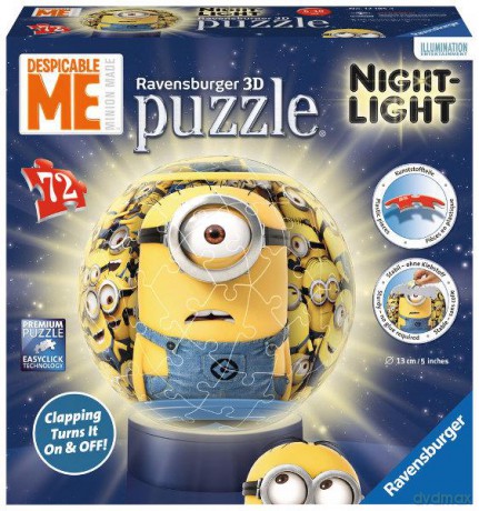 RAVENSBURGER Puzzle kuliste 72 el. Minionki 121854 lampka [PUZZLE]