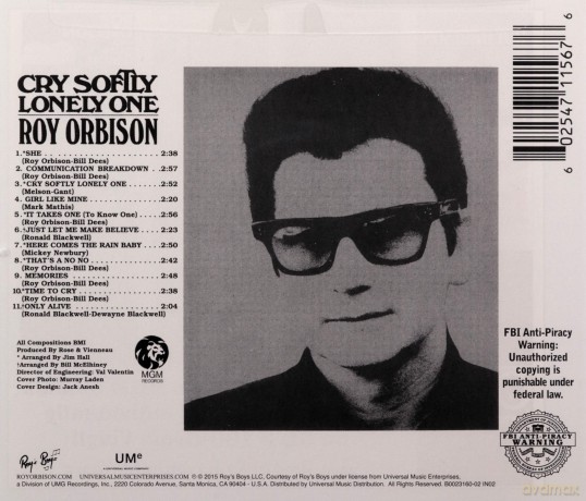 Roy Orbison: Cry Softly Lonely One [CD]