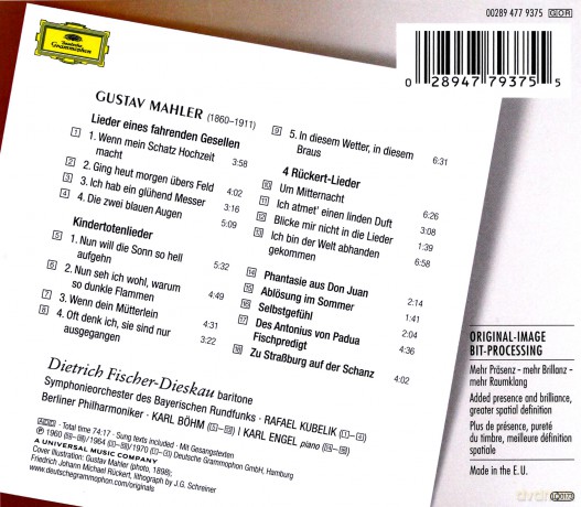 Dietrich Fischer-Dieskau: Mahler: Lieder (Originals) [CD]