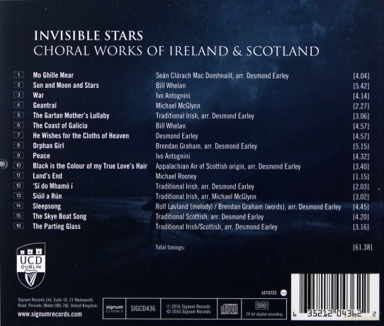 Ucd Choral Scholars: Invisible Stars Choral Works Of Irl [CD]