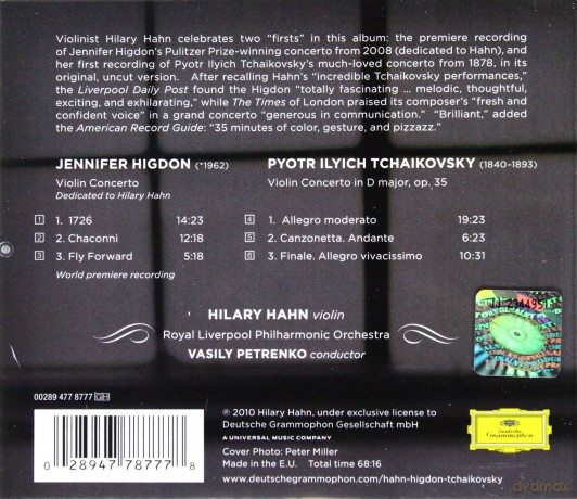 Hilary Hahn: Tchaikovsky, Higdon: Violin Concertos [CD]