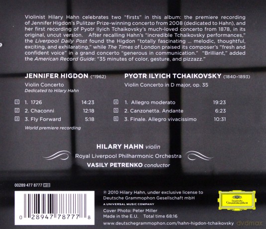 Hilary Hahn: Tchaikovsky, Higdon: Violin Concertos [CD]
