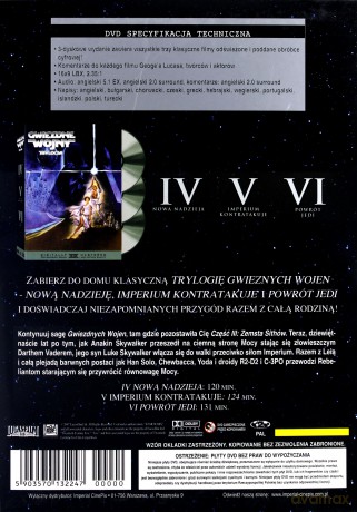 Gwiezdne Wojny Trylogia: Nowa nadzieja / Imperium kontratakuje / Powrót Jedi BOX [3DVD]
