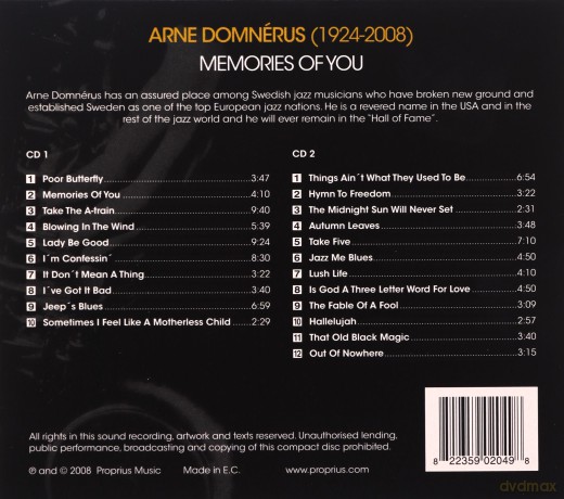 Arne Domnerus: Memories Of You [2CD]
