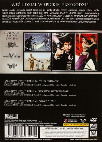 Gwiezdne Wojny Trylogia: Nowa nadzieja / Imperium kontratakuje / Powrót Jedi (Star Wars) [3DVD]