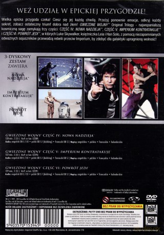 Gwiezdne Wojny Trylogia: Nowa nadzieja / Imperium kontratakuje / Powrót Jedi (Star Wars) [3DVD]