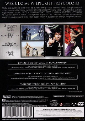 Gwiezdne Wojny Trylogia: Nowa nadzieja / Imperium kontratakuje / Powrót Jedi (Star Wars) [3DVD]