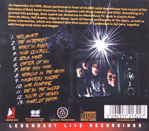 Slayer: Mind Control - Live - 1994 Monsters Of Rock Argentina [CD]