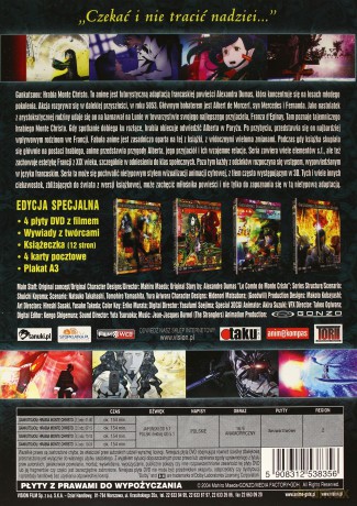 Gankutsuou: Hrabia Monte Christo (Zemsta hrabiego Monte Christo) edycja kolekcjonerska (odc 1-24) [BOX] [4DVD]