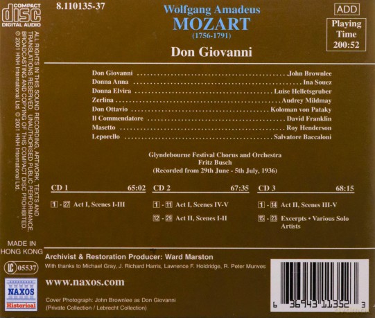 Glyndebourne Fest Orbusch: Mozartdon Giovanni [3CD]