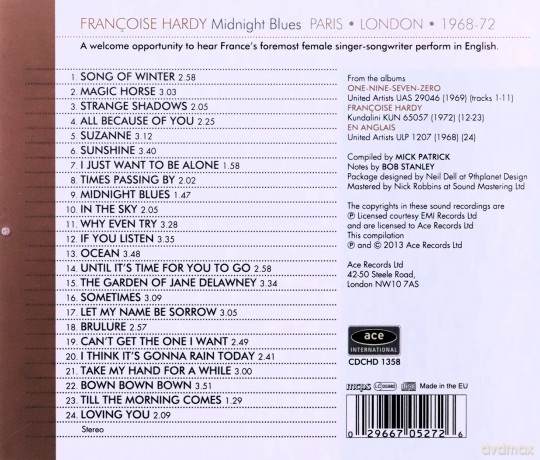 Francoise Hardy: Midnight Blues Paris London 1968-72 [CD]