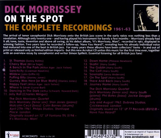 Dick Morrissey: On The Spot - The Complete Recordings [CD]