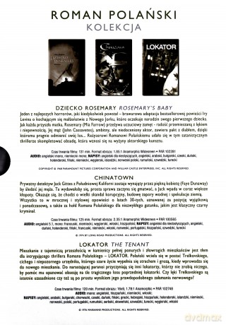 Kolekcja Romana Polańskiego: Chinatown / Dziecko Rosemary / Lokator BOX [3DVD]