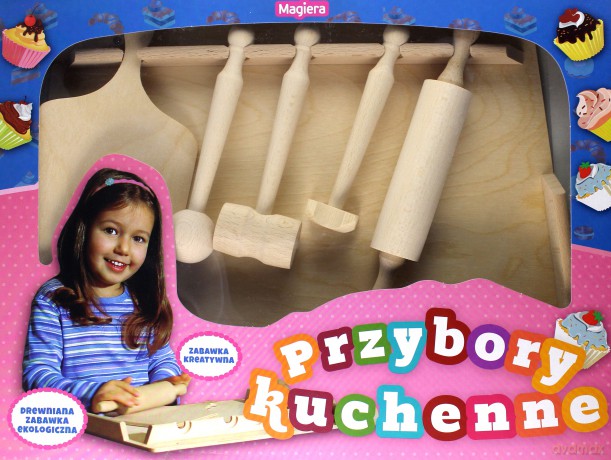 Przybory kuchenne duże drewniane w pudełku