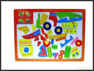 Puzzle drewniane pojazdy mag. tablica 23x30 cm [PUZZLE]