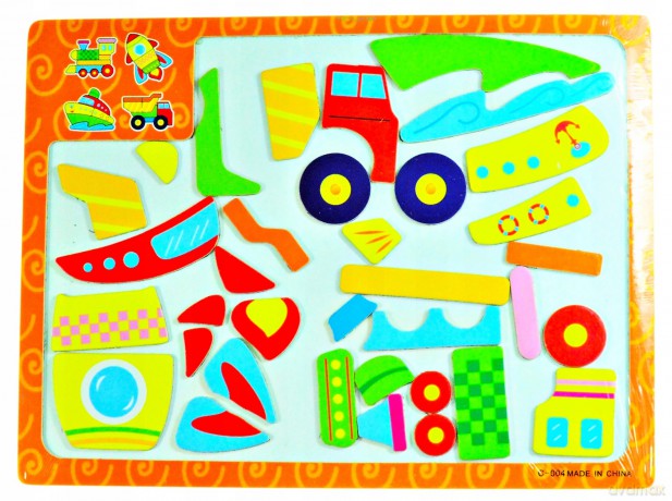 Puzzle drewniane pojazdy mag. tablica 23x30 cm [PUZZLE]