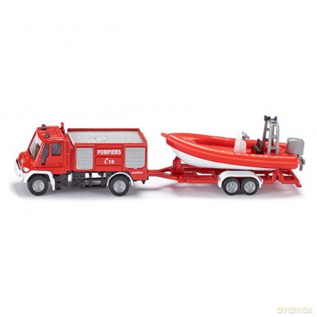 SIKU 1636 Straż pożarna Unimog z łódką