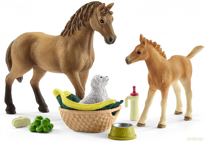 Schleich 42432 Zestaw pielęgnacyjny Quarter koń + źrebię [FIGURKA]