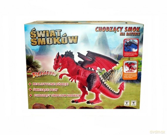 Smok chodzący i ryczący czerwony