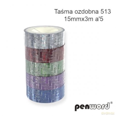Taśma ozdobna 513 15mmx3m 6kol