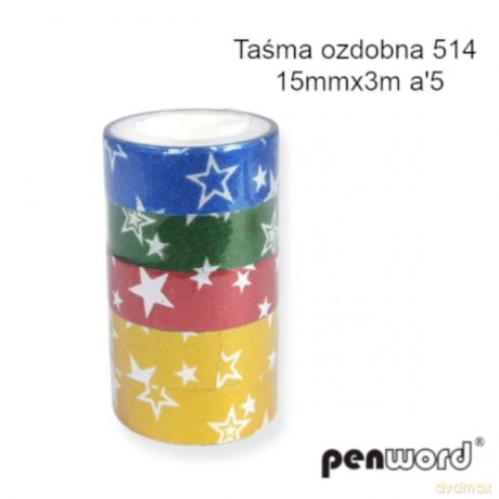 Taśma ozdobna 514 15mmx3m 6kol