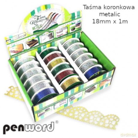 Taśma ozdobna koronkowa metalik 18mmx1m