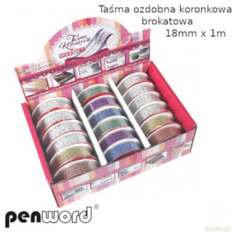 Taśma ozdobna koronkowa, brokat 18mmx1m