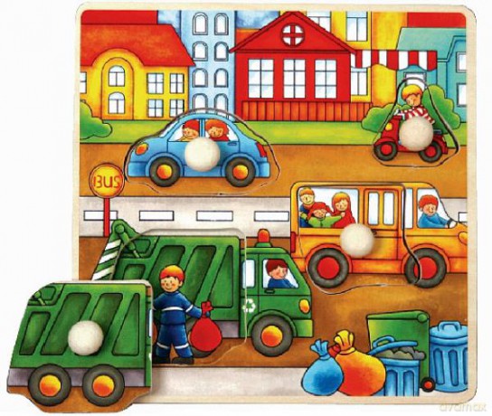 Top Bright Puzzle drewniane pinezki- Śmieciarka 17x17 7729 [PUZZLE]