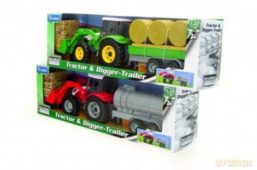 Traktor spychacz + naczepa zielony