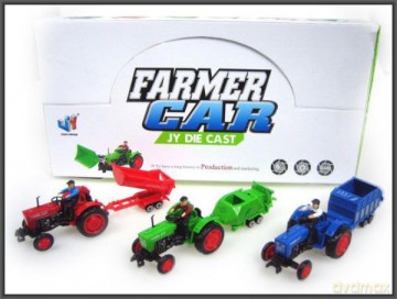 Traktor z ludzikiem i przyczepą 19cm./