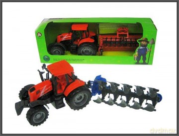 Traktor z maszyną 43 cm 2 rodzaje pług, rozdrabniacz.