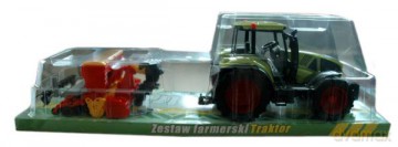 Traktor z maszyną rolniczą pod kloszem