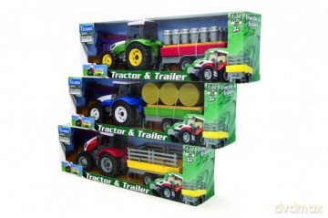 Traktor z przyczepą 1:32 niebieski ver2