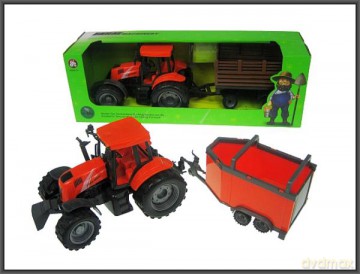 Traktor z przyczepą 43 cm 2rodzaje:przyczepa dla koni