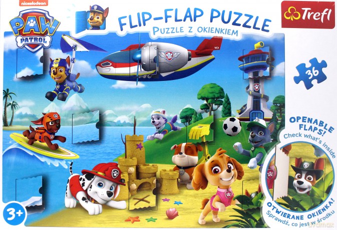TREFL 36 el. puzzle z okienkiem - Paw Patrol Ona na wakacjach [PUZZLE]