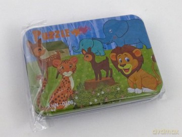 Układanka puzzle zwierzęta metal box 474888
