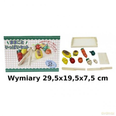 Warzywa Owoce z tacką+chleb drewniane w pudełku NO-1001696