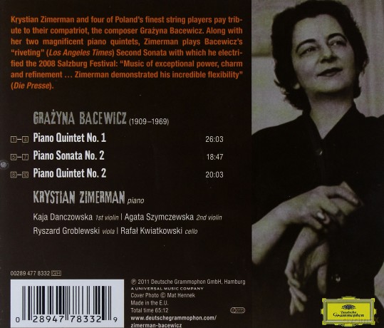 Zimerman Krystian: Bacewicz: Piano Sonata 2, Quintets 1 & 2 [CD]