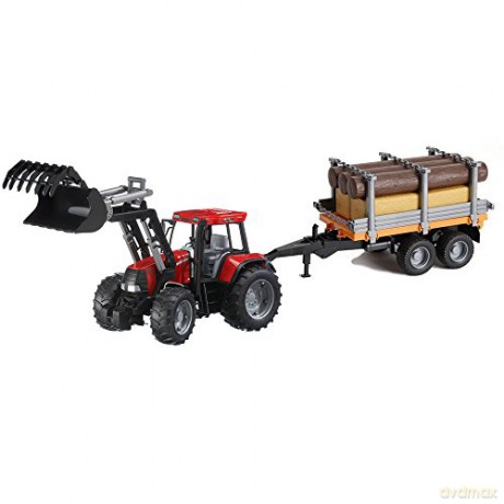 Zestaw 00954 Traktor Case CVX 170 z ładowaczem czołowym i przyczepą 2 osie i belami drzewa + Traktor Case CVX 170 z ładowaczem czołowym i czerwoną przyczepą wywrotką