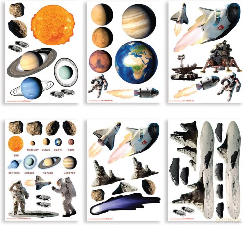 Zestaw naklejek do dekoracji pokoju Space Adventure 41127 34x46 cm