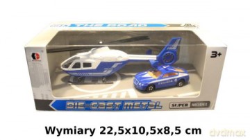 Zestaw policyjny helikopter + auto metal 1001847